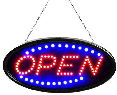 FITNATE LED signe ouvert, 23x14 pouces plus lumineux et plus grand panneau publicitaire affichage électrique éclairé avec signe de fermeture