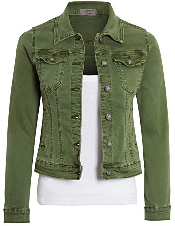 SS7 Womens Fitted Denim Jacket Khaki Size 8 10 12 14 16 (8, Khaki)