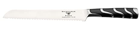 Rockingham Forge 128 Series 8 Inch Bread Knife with Serrated Edge Blade Made of German Steel, Ergonomic Handle Made of ABS Plastic and Steel Stainless Steel & Black Plastic, RF-1287