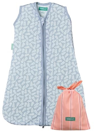 molis&co – babysovsäck 0,5 TOG – 85 cm (6–18 månader) – perfekt för sommar – 100 % bomull – blå trädgård
