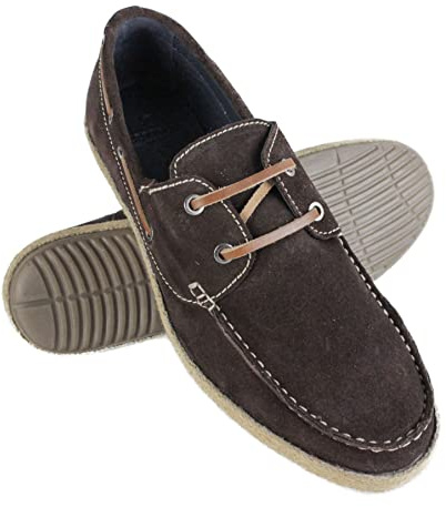 Zerimar Mocassins en Cuir pour Hommes | Mocassins d'été pour Hommes | Chaussures Mocassins pour Hommes | Chaussures Bateau pour Hommes | Couleur Marron | Taille 43