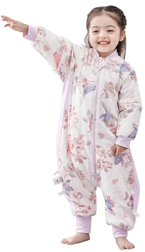 Chilsuessy Sleeping Bag 3.5 Tog Toddler Sleep Sack with Feet, Removable Sleeves, Winter Protection for 70/1-2 Years