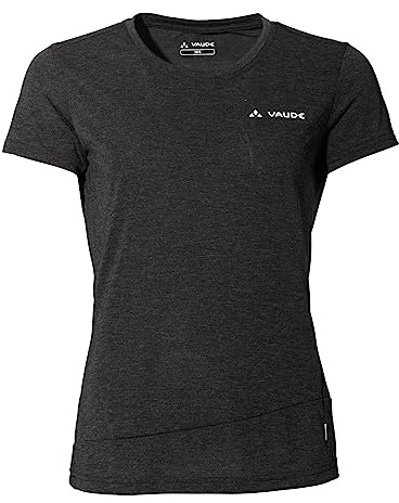 VAUDE Sveit T-Shirt für Damen – Schnelltrocknendes & geruchsresistentes Sport Shirt, Atmungsaktives Outdoor T-Shirt mit Rundhals, für Fahrradreisen & Bergsport, mit Merino Wolle, Black/Black, 38