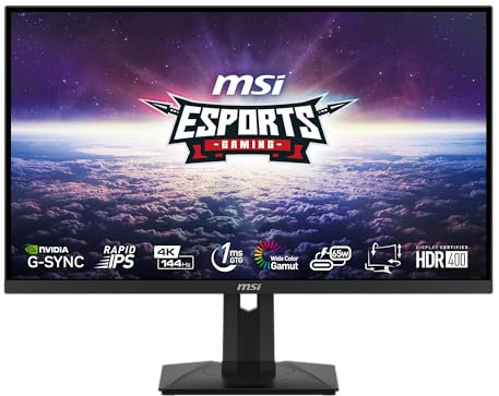 MSI MAG 274UPF Gaming Monitor 27 Zoll UHD 4K - IPS Panel 3840x2160, 144 Hz / 1 ms (GtG), 150% sRGB, DisplayHDR 400, G-Sync, DP 1.4a, HDMI 2.0b, USB Type-C mit PD 65W