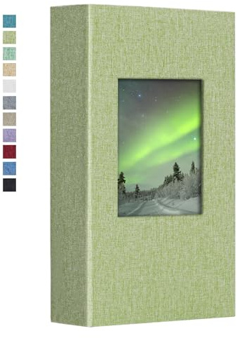 Vienrose 6x4 Photo Album Slip in for 300 Photos, Linen Cover with Black Pages, Large Capacity Picture Album for Wedding Photos, Family & Anniversary Keepsakes, Acid-Free Photo Book，Grassgreen