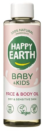Happy Earth Olio per Bambini - Per Viso & Corpo - 100% Ingredienti Naturali & Vegani - Per Pelle Secca e Sensibile - 150 ML