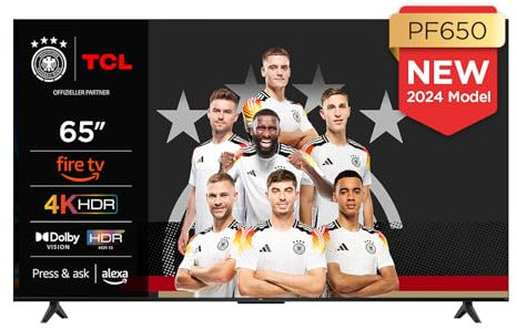 TCL 65PF650 65 Pouces 4K Ultra HD, HDR TV, Smart LED Fire TV (Dolby Vision, Dolby Atmos, DTS, HDR 10, Alexa intégré, Airplay2, Miracast)
