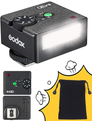 Godox iM30 Mini Camera Flash Speedlite, GN15 S1/S2 Optical Control, CCT 6500K±200K Color Temperature, 7 Power Levels (1/64~1/1), Compatible with Canon,Sony,Nikon,Pentax,Panasonic,Olympus