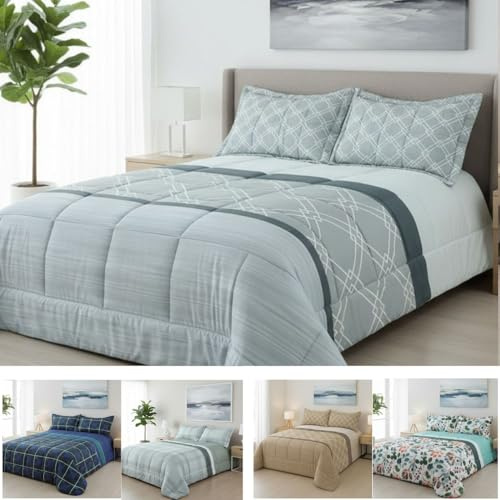 DONATELLA EDREDON Estampado Reversible Milan - 135 cm., Milan-Gris