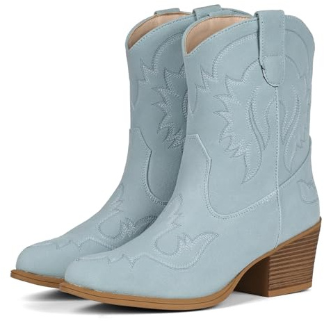 IXU Cowboy Boots for Women Ankle Cowgirl Boots Pointed Toe Short Western Booties