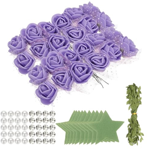 QUARKZMAN 504 Pezzi Teste Di Rosa In Schiuma 1 Fiori Artificiali Viola