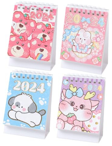 DOITOOL 4 Piezas Calendario de Mesa Mini Decorativo Planificador Mensual de Papel para Oficina Hogar Escritorio