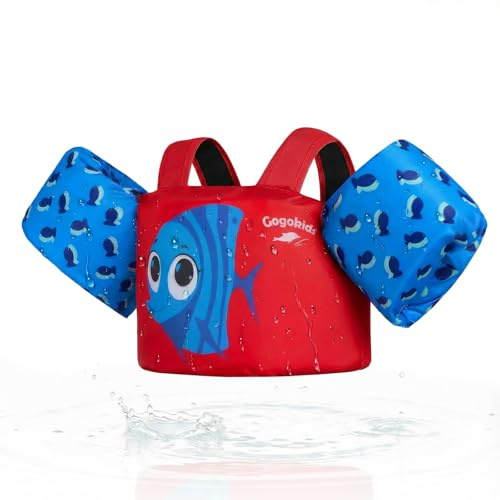 Gogokids Chaleco salvavidas para niños con manguitos de natación para bebés - Cómodo flotador con pulseras para niños de 1 a 6 años, 24-66 lbs/11-30 kg, chaqueta de entrenamiento de natación con