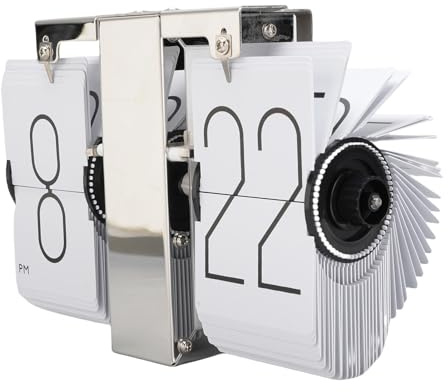 Hamwesh Flipklocka, Digital Skärm i Vintagedesign Enkelsidig Automatisk Nummervänd Klocka med Premium Rostfritt Stål och PVC för Vardagsrum, Sovrum, Arbetsrum, Badrum, Balkong