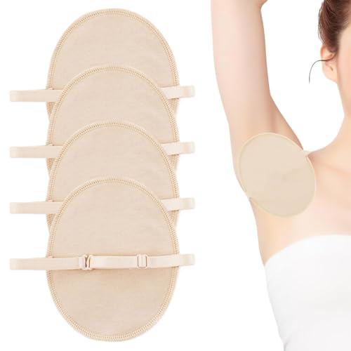 QEXUJOW Antitranspirantes,Paquete de 4 almohadillas absorbentes para axilas: suaves, transpirables y de secado rápido, de algodón.