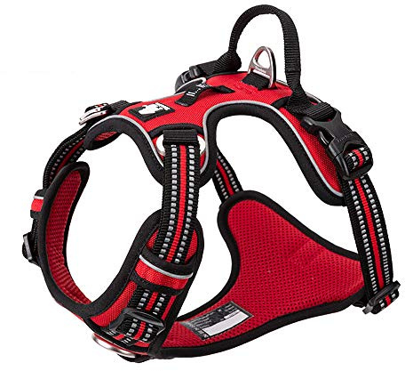 Truelove No-Pull No Overhead Reflective Dog Harness,Red, XL | Side Release Neck Buckle, Adjustable, Easy to Wear, 2 Lead Rings, Outdoor Walking, For Small Medium Large Dogs, TLH56512