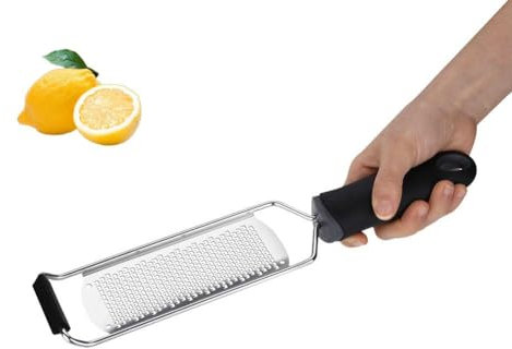 Rallador Zester, rallador de queso Zester de limón, queso parmesano, jengibre, ajo, chocolate, mango de agarre suave, cuchillas finas de acero inoxidable con protector, herramientas de cocina de choco