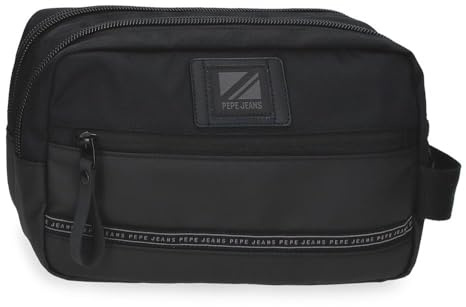 Pepe Jeans Stratford Neceser Dos Compartimentos Adaptable Negro 26x16x12 cms Poliéster by Joumma Bags