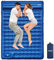 KASIMO Isomatte selbstaufblasend Camping matratze mit integrierten kopfkissen, Isomatte Outdoor luftmatratze selbstaufblasend mit Fußpumpe Ultraleicht luftzellenmatte aufblasbar (Doppelt Blau 12cm)