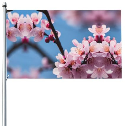 Drapeau de jardin décoratif imprimé fleur de prunier pour décoration extérieure de cour, décoration d'intérieur extérieure d'hiver sur un seul côté