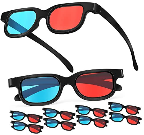 DOITOOL Lunettes de film 3D pour cinéma 10 pièces Lunettes anaglyphes rouges films et jeux 3D
