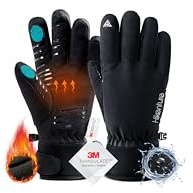 HIKENTURE Guantes de ciclismo para hombre y mujer, guantes cálidos de invierno con aislamiento Thinsulate 3M, resistentes al viento, para pantalla táctil, guantes de invierno, guantes de esquí