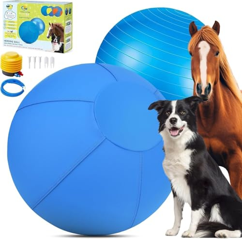 Herding Ball for Dogs and Horses, 18 Jolly Ball for Dogs, Dog Herding Balls for Australian Shepherd Collie, Durable Bite-Resistant with Reinforced Stitching, Medium Dog Toys Gifts for Dogs- Blue