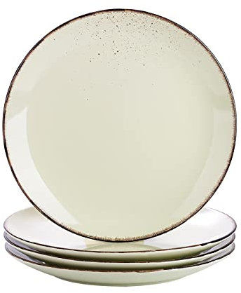 vancasso Speiseteller, Navia 4 teilig Flachteller aus Steingut, Geschirr Tellerset Frühstückteller Essteller, Vintage Aussehen