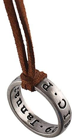 Uncharted - Collana da uomo con 4 anelli di Nathan Drake, con cordino in pelle regolabile, realizzata a mano, in metallo