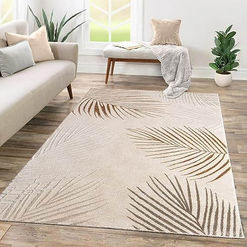TT Home Tappeto Camera Da Letto Soggiorno Pelo Corto Disegno Geometrico 3D Astratto, Colore:Beige Ocra, Dimensione:120x160 cm