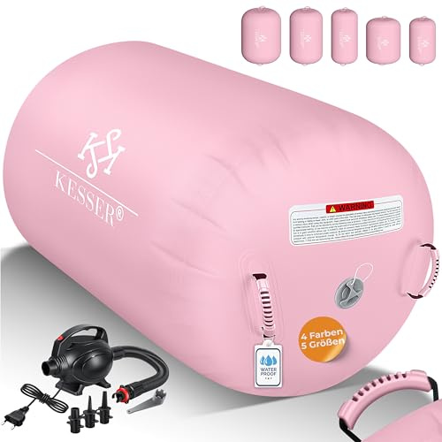 KESSER® Air Roll Airtrack Rouleau de gymnastique gonflable | Avec sac de transport & pompe à air électrique | Barrel Gymnastique Tumbling | Rouleau de yoga, tapis de gymnastique, rouleau de fitness