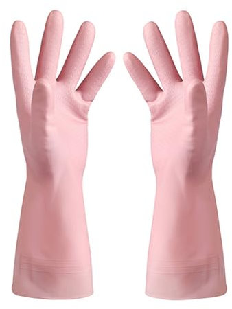 Gants nettoyés en caoutchouc,Gants de cuisine imperméables et réutilisables pour laver la vaisselle et les légumes (L)