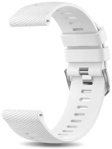 YLK 22mm Bracelet de Montre en Silicone, Souple Bracelet de Replacement en Dégagement Rapide avec Boucle en Même Couleur Homme Femme 22mm, Blanc