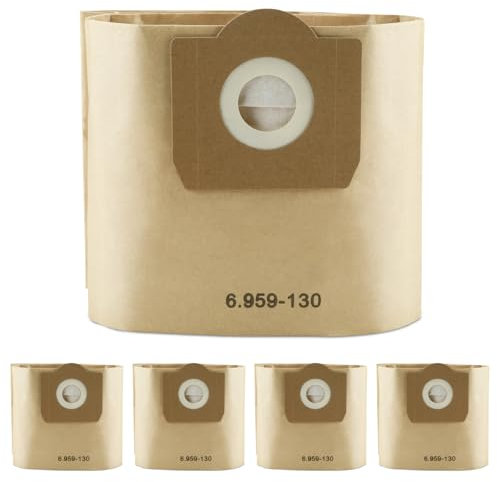 5 Piezas 6.959-130.0 Bolsas de Filtro Aspiradoras para Karcher WD3, WD3P, MV3, Bolsas Aspiradora para A2201, A2204, A2504, A2554, Bolsas Filtro Papel Aspirador WD3 6.959-130.0