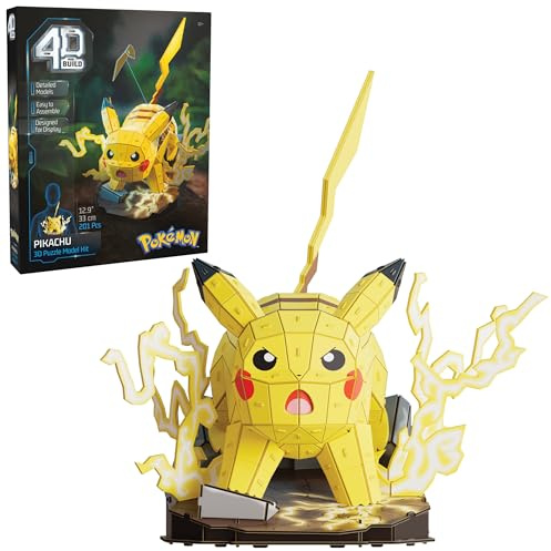 4D Build, Pokémon Pikachu 3D Model Kit, Pokémon Figure, Kanto First Partner Collection, Desk Décor, 201 Pieces, Gift Ideas for Ages 12 & Up