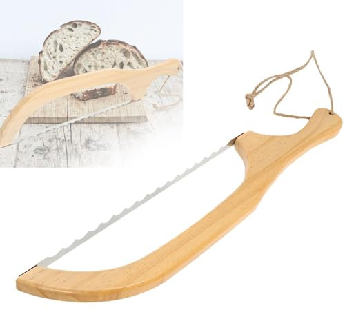 OZTYSGXM 2 Cortadores de Pan y Pastel de Acero Inoxidable, Cortador de ReposteríA, Herramienta de Cocina, Cuchillo de Madera para Pan Sierra, Cortador de Pan DoméStico Antidobleces