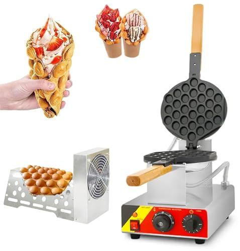 Máquina Comercial para Hacer Gofres De Burbujas, 1 KW, con Forma De Huevo, con Secador Pequeño, Rotación De 180°, Control De Temperatura De 50-300 °C Y Revestimiento Antiadherente