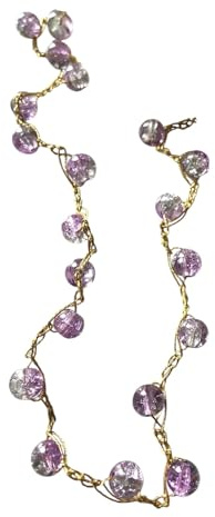Sorelle Frappalà Collana girocollo artigianale fatta a mano, lavorata all'uncinetto con filato prezioso lurex oro e Cristalli Sfere di luce in vetro, sfumatura Lilla/Ghiaccio - pezzo unico