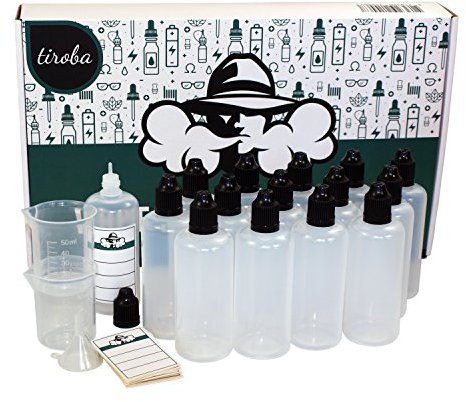 tiroba 15x Tropfflasche 100ml / gratis Trichter / 2x Messbecher / 15x Etiketten - Plastikflasche