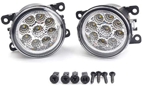 2Pcs 9 LED Car Round Front Fog Light DRL Daytime Running Light Car Bulb White