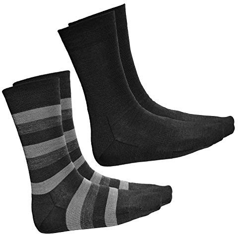 vitsocks Men's Everyday MERINO WOOL Fine Soft Warm Socks (2 PAIRS) Patterned & Plain Pack Winter Woolen Mid-Calf