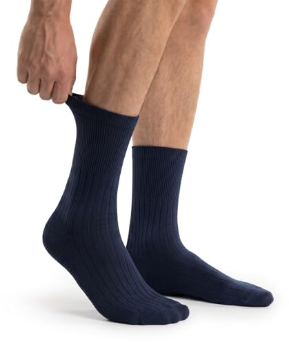 alber's SANITARIO - lot de 5 chaussettes santé pour homme, coton fin et respirant, sans pression, confort élégant pour bureau et loisirs | Bleu, Gris | 42-45