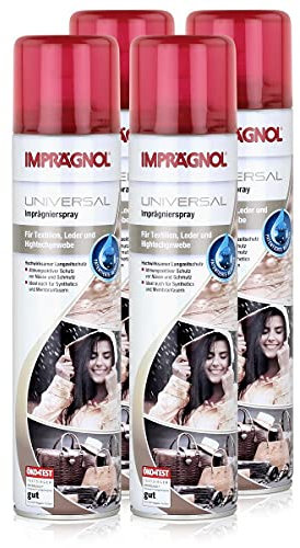 Imprägnol Spray impregnante universale, 400 ml, protezione dalle intemperie per pelle, tessuti e tessuto high-tech, protezione traspirante da umidità e sporco (confezione da 4)