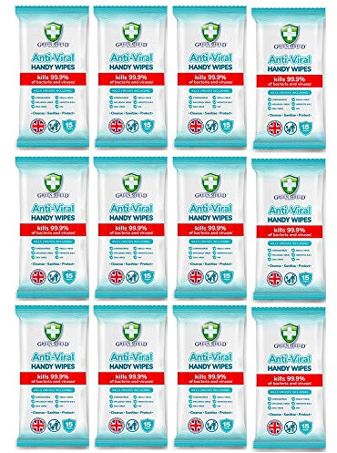 GreenShield Anti-Viral Handy Wipes 15's Kills 99.9% of Bacteria (12 Pack)