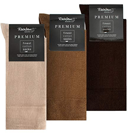 Rainbow Socks - Homme Chaussettes Élégantes Antibactériennes Premium Beige Bronze Clair Bronze - Taille 44-46