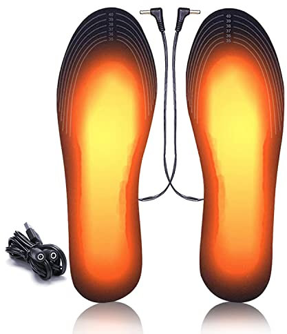 Yuragim Beheizbare Einlegesohlen, Beheizbare Sohlen, USB Schuhwärmer Elektrisch, Fußwärmer für Männer und Frauen, Thermosohlen für Skifahren, Wandern, Camping, Größe: 41-46 (zuschneidbar), waschbar