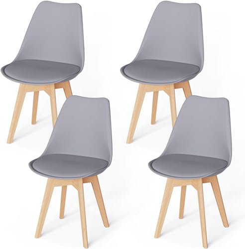 JIJIAN 4er Set Esszimmerstühle mit Polsterung, Massive Buchenbeine, Küchenstühle, Skandinavischer Stil Geeignet für Esszimmer, Küche, Wohnzimmer.