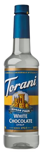 Torani White Chocolate Syrup - Sugar Free Coffee Syrups (750ml) - Zero Calorie Flavouring for Lattes, Mochas & Hot Drinks - Zero Calorie & No Carb Flavouring for Drinks
