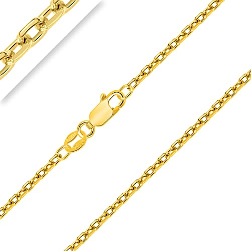 Planetys – Collar – Cadena de plata 925/1000 – Malla forzada con diamantes, chapado en oro amarillo de 18 quilates – Ancho: 2,5 mm, 45 cm, Oro, plata, oro