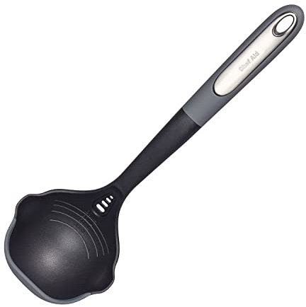Chef Aid Louche en nylon avec marquage millilitre, outil de service polyvalent avec tête en nylon et bord en silicone, poignée confortable et crochet de suspension, sans BPA et passe au lave-vaisselle